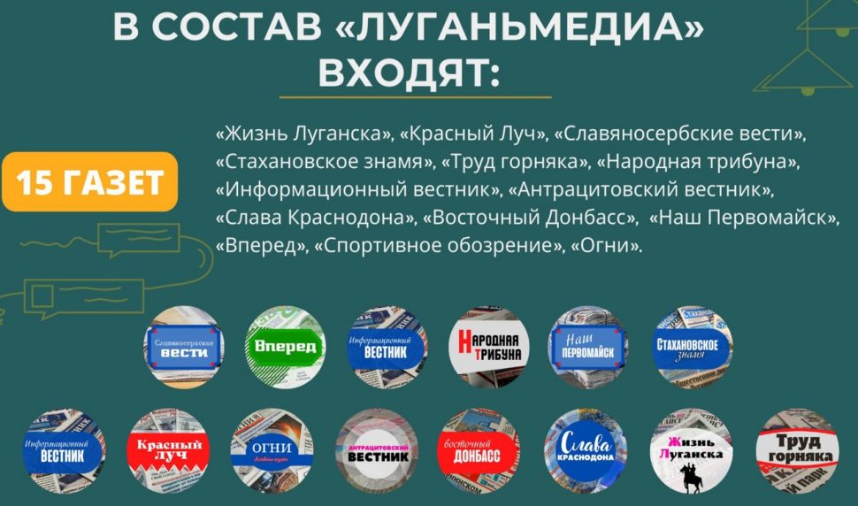 Газеты луганской республики, входящие в структуру холдинга «Лугань Медиа»